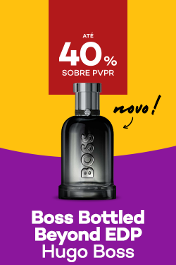 Perfume Beyond da marca Hugo Boss com destaque promocional de até 40% sobre preço de Venda ao Público Recomendado